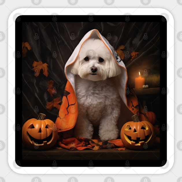 Halloween Bichon frise puppy Sticker by NatashaCuteShop